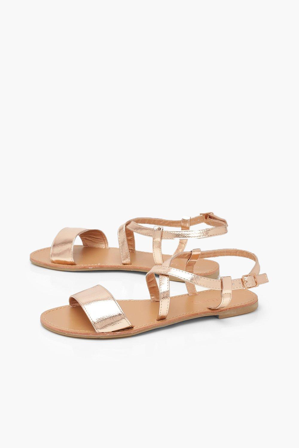 Rose gold best sale sandals boohoo